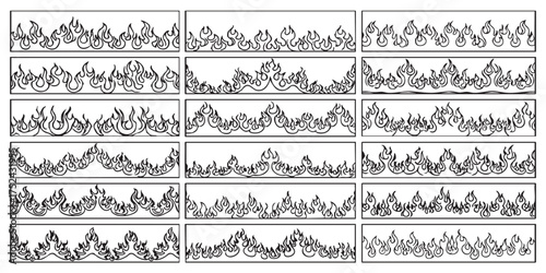 Set of fire frame border designs vector
