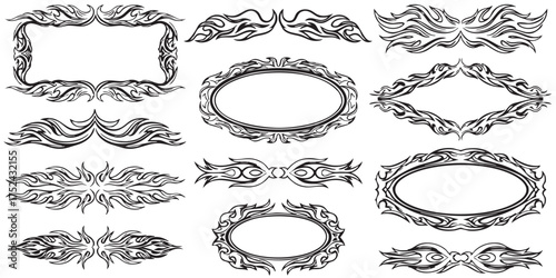 Set of fire frame border designs vector
