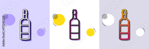 Brandy bottle line icon. Halftone dotted pattern. Gradient icon with grain shadow. Whiskey or Scotch alcohol sign. Line brandy bottle icon. Various designs. Vector