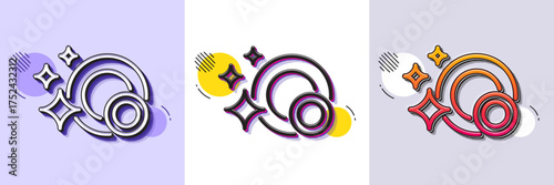 Cleaning dishes line icon. Halftone dotted pattern. Gradient icon with grain shadow. Dishwasher sign. Clean tableware sign. Line clean dishes icon. Various designs. Vector