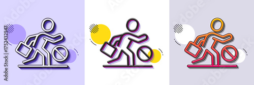 Jobless line icon. Halftone dotted pattern. Gradient icon with grain shadow. Unemployment person sign. Jobs hire symbol. Line jobless icon. Various designs. Vector