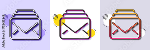 Mail line icon. Halftone dotted pattern. Gradient icon with grain shadow. New Messages correspondence sign. E-mail symbol. Line mail icon. Various designs. Vector