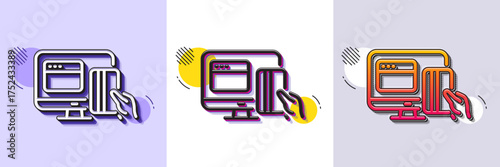 Online Payment methods line icon. Halftone dotted pattern. Gradient icon with grain shadow. Web money sign. Credit card symbol. Line online payment icon. Various designs. Vector