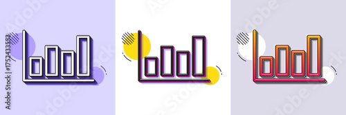 Histogram Column chart line icon. Halftone dotted pattern. Gradient icon with grain shadow. Financial graph sign. Stock exchange symbol. Business investment. Line report diagram icon. Vector