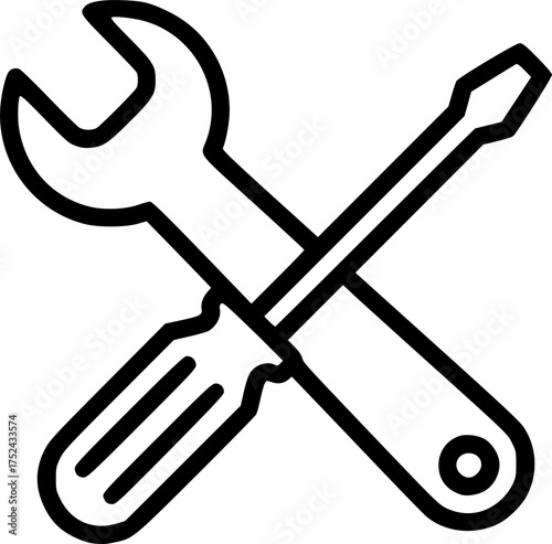 crossed wrench and screwdriver on transparent background for web and graphic design
