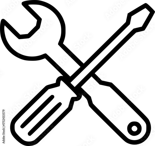 crossed wrench and screwdriver on transparent background for web and graphic design
