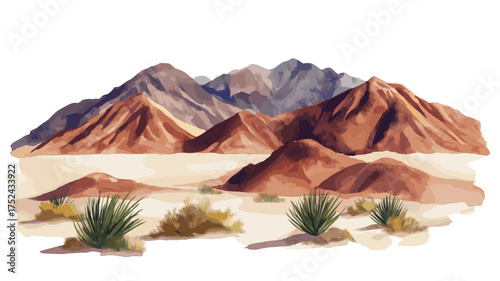 Death Valley National Park. Death Valley National Park hand drawn watercolor illustration