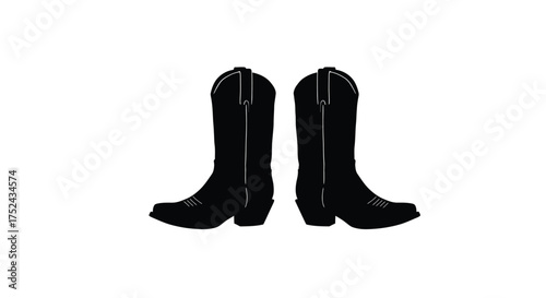 A simple black and white illustration of a pair of western cowboy boots