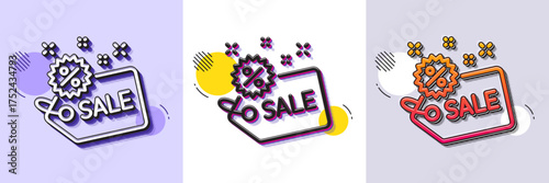 Sale tag line icon. Halftone dotted pattern. Gradient icon with grain shadow. Shopping discount sign. Clearance symbol. Line sale icon. Various designs. Vector