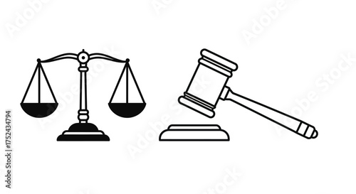 Scales of justice and gavel representing law order and legal proceedings