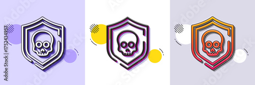 Cyber attack line icon. Halftone dotted pattern. Gradient icon with grain shadow. Ransomware threat sign. Data protection symbol. Line cyber attack icon. Various designs. Vector