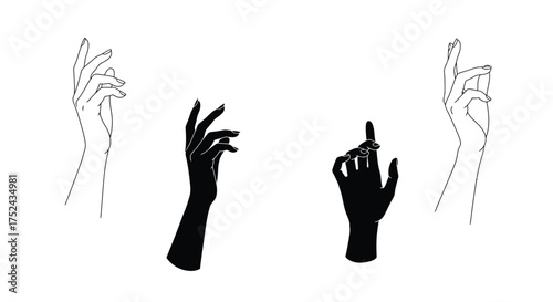 Illustrative depiction of four hands with varying shades and gestures
