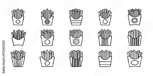Set of fried french fries icons vector