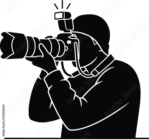 Studio photographer vector pictogram. World photography day celebration vector icon 