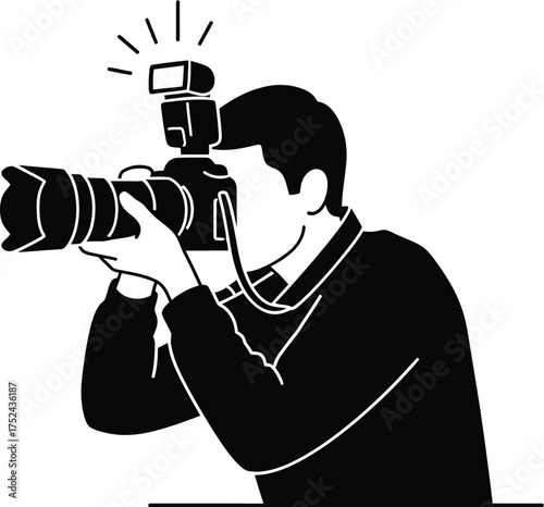 Studio photographer vector pictogram. World photography day celebration vector icon 