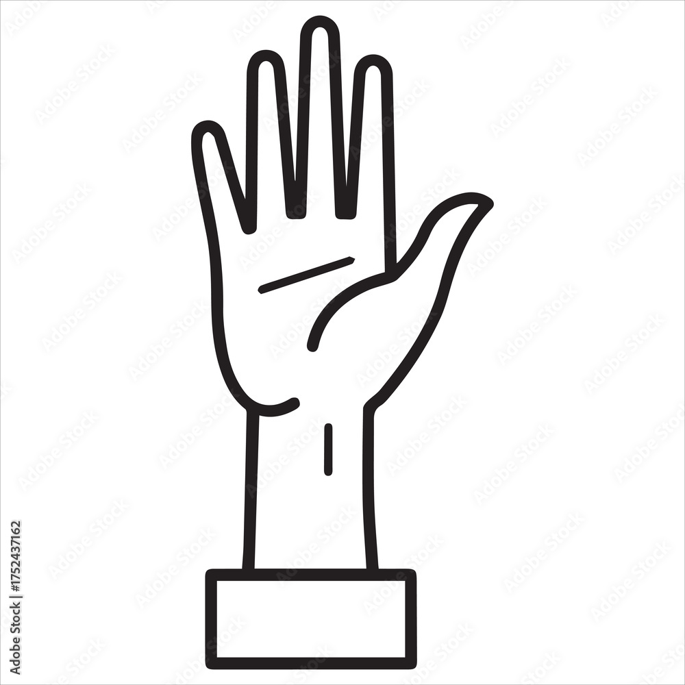 Obraz premium Stylized line drawing of an open hand raised upwards