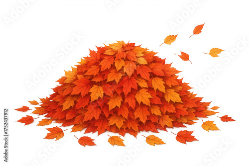 Autumn leaves pile with falling foliage creating a vibrant seasonal display for fall decoration