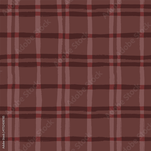 Vector abstract seamless pattern with brown checks. Hand painted illustration for design, print, fabric or background.