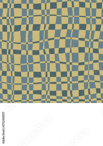 Vector abstract seamless pattern with blue checks. Hand painted illustration for design, print, fabric or background.