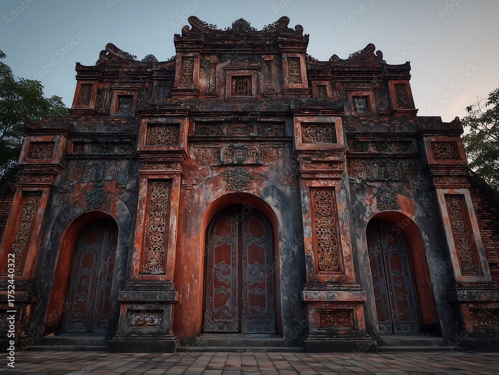 Obraz premium Explore the ancient architecture with ornate carvings and majestic gateways today