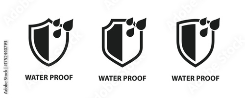 Waterproof icon. Shield with water drop. Water Proof. Water protection icon. Water resistant symbol.