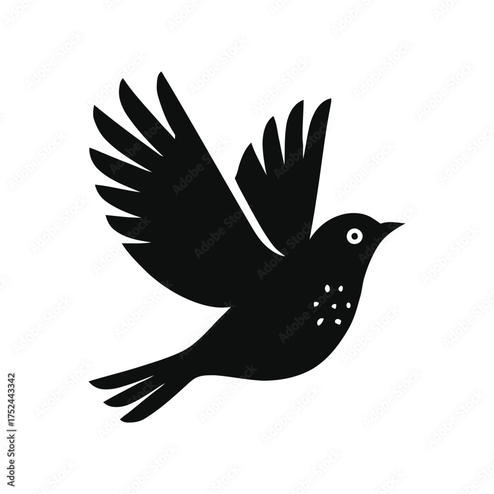 Fototapeta premium Graceful Flight A Black Silhouette of a Bird in Motion