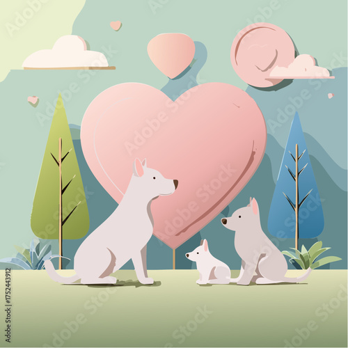 Pets at house and buildings 