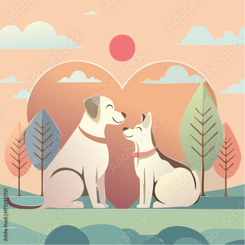 Pets at house and buildings 