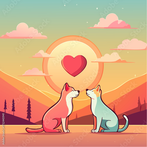 Pets at house and buildings 