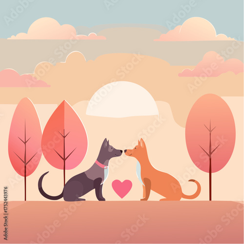 Pets at house and buildings 