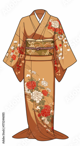 Traditional Japanese Kimono Artwork - Elegant Floral Design