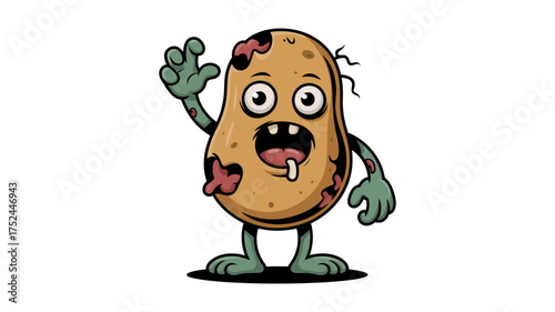 Vector art of cartoon zombie potato character for design use