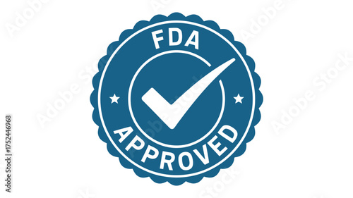 Vector art of fda approved blue seal with check mark