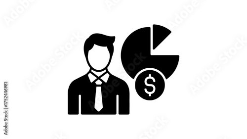 Vector art of business man with pie chart vector illustration