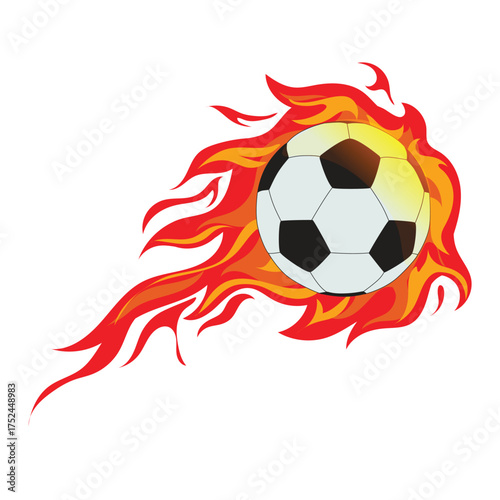 Burning soccer ball with motion trail showing energy, power, and speed. Ideal for sports branding, dynamic football illustrations, or game poster design projects.