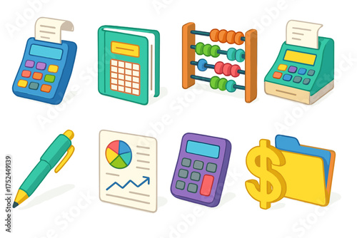 Finance and accounting 3d icon set. budget, calculator, financial management collection