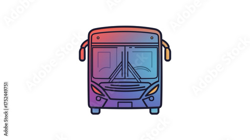 Gradient Line Art Modern Detailed Bus Front Transportation Icon Graphic