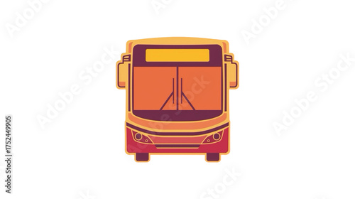 Stylized Front View City Bus Flat Design Transportation Illustration