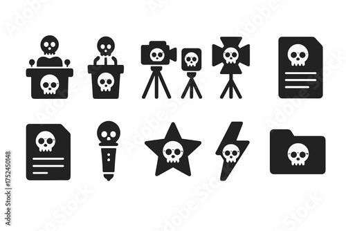 Horror, halloween silhouette icon set. scary, spooky graphics collection