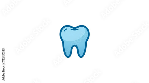 Simple Clean Tooth Shape Icon with Blue Tone Design Element