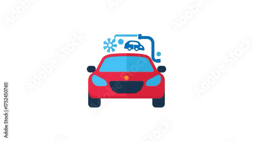 Flat Design Illustration Car Wash Service with Water Spray Icon