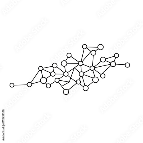 Decentralized Network Outline Icon, P2P Technology Schematic