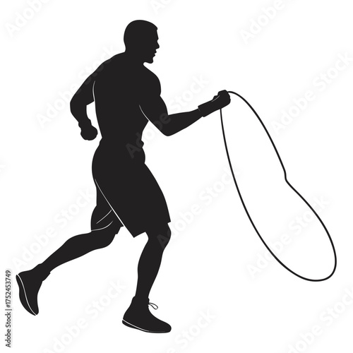 Boxer jumping rope silhouette
