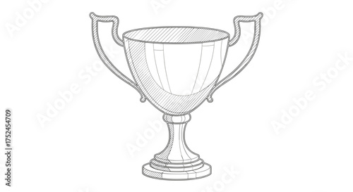 Illustration of a shiny trophy cup with handles and pedestal base
