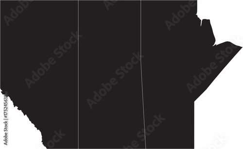 Prairie Provinces of Canada Isolated Map Silhouette