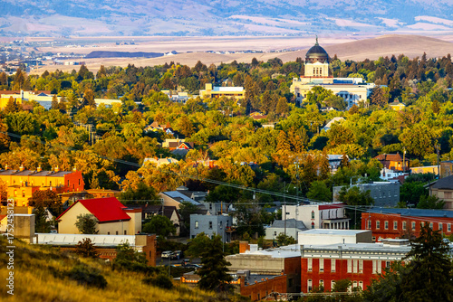 Фотография City of Helena Panoramic Aerial View at sunset with State Capitol