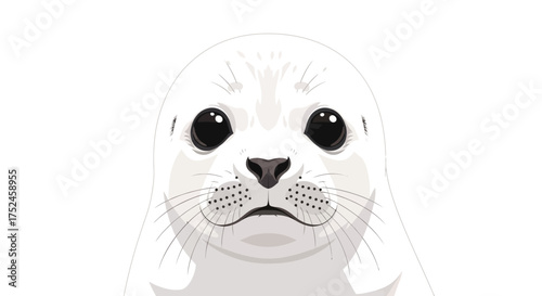 Cute Baby Harp Seal Cub Portrait.