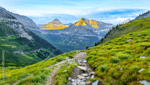 Scenic Highline Trail hiking route through Glacier National Park