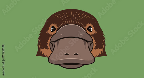 Cute Platypus Face Cartoon Illustration.