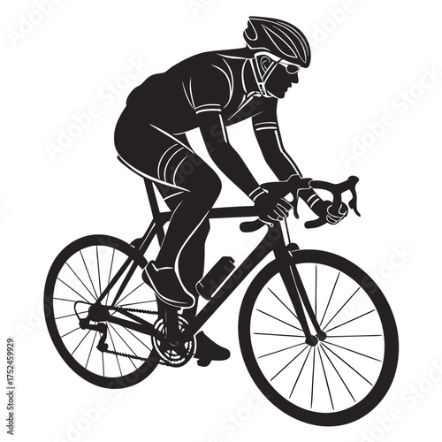 Cyclist pedaling hard silhouette